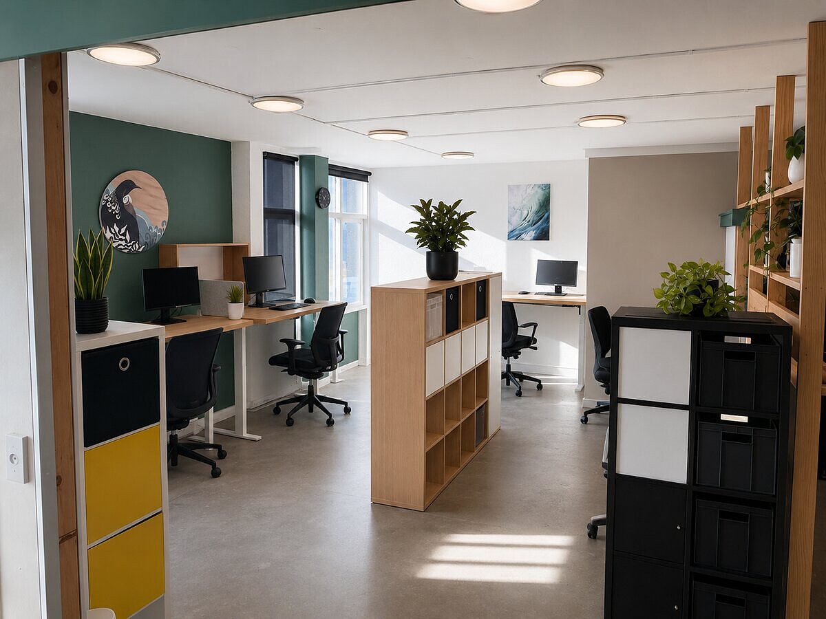 Hot desks at Lyall Bay WorkHub Wellington