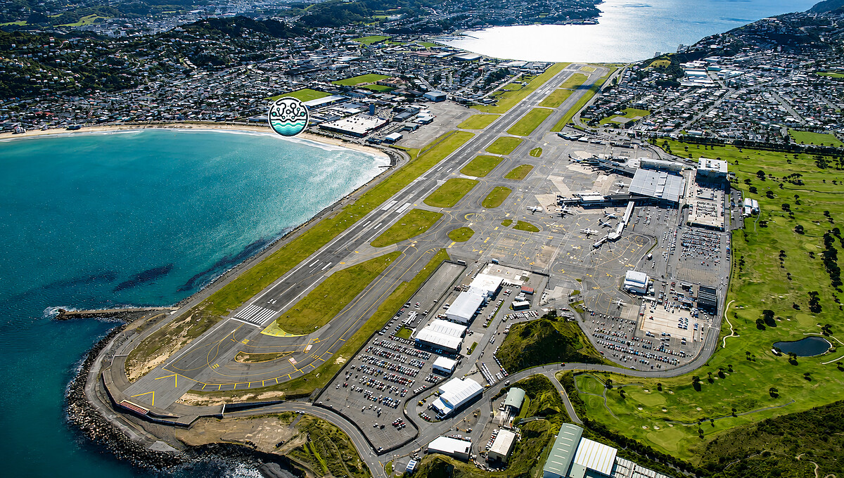 Lyall Bay beach and suburb aerial view Wellington