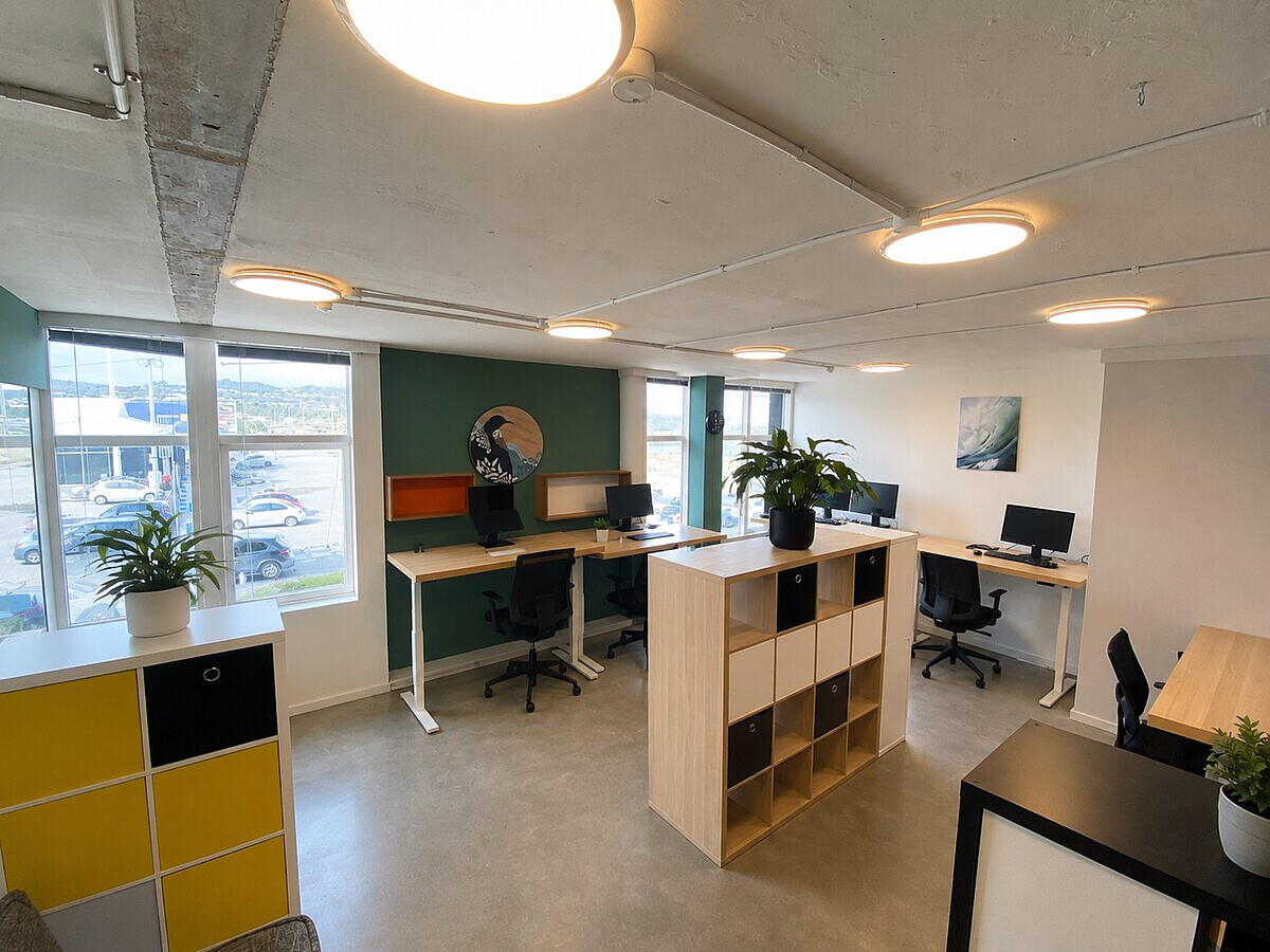 Dedicated sit-stand desks at Lyall Bay WorkHub Wellington